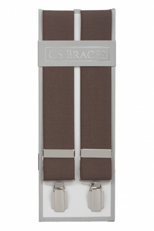 Plain Taupe Trouser Braces Suspenders